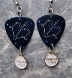 Horoscope Astrological Sign Sagittarius Guitar Pick Earrings with Sagittarius Charm Dangles