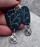 Horoscope Astrological Sign Sagittarius Guitar Pick Earrings with Laser Cut Horoscope Charms