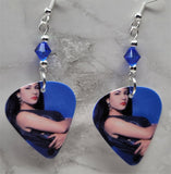 Selena Guitar Pick Earrings with Blue Swarovski Crystals