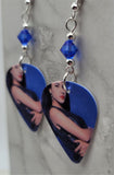 Selena Guitar Pick Earrings with Blue Swarovski Crystals
