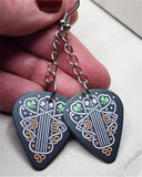 Shamrock Celtic Theme Dangling Guitar Pick Earrings