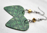 Shamrock Covered Guitar Pick Earrings with Metallic Gold Swarovski Crystals