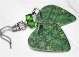Shamrock Covered Guitar Pick Earrings with Green Swarovski Crystals