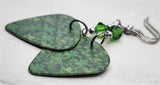 Shamrock Covered Guitar Pick Earrings with Green Swarovski Crystals