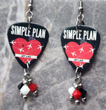 Simple Plan Jet Lag Guitar Pick Earrings with Swarovski Crystal Dangles