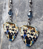 Simple Plan Shut Up Guitar Pick Earrings with Denim Blue Swarovski Crystals