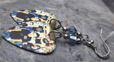 Simple Plan Shut Up Guitar Pick Earrings with Denim Blue Swarovski Crystals