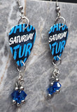 Simple Plan Saturday Guitar Pick Earrings with Capri Blue Swarovski Crystal Dangles