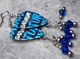Simple Plan Saturday Guitar Pick Earrings with Capri Blue Swarovski Crystal Dangles