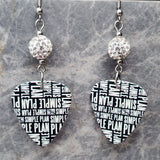 Simple Plan Guitar Pick Earrings with White Pave Beads