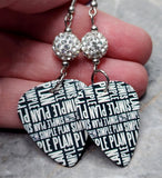Simple Plan Guitar Pick Earrings with White Pave Beads