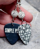 Simple Plan Guitar Pick Earrings with White Pave Beads