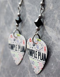 Simple Plan Get Your Heart On Guitar Pick Earrings with Black Swarovski Crystals