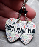 Simple Plan Get Your Heart On Guitar Pick Earrings with Black Swarovski Crystals