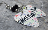 Simple Plan Get Your Heart On Guitar Pick Earrings with Black Swarovski Crystals