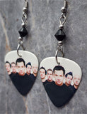 Simple Plan Guitar Pick Earrings with Black Swarovski Crystals