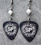 Simple Plan Guitar Pick Earrings with White Swarovski Crystals