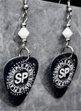 Simple Plan Guitar Pick Earrings with White Swarovski Crystals