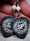 Simple Plan Guitar Pick Earrings with White Swarovski Crystals