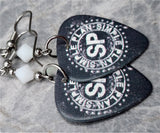 Simple Plan Guitar Pick Earrings with White Swarovski Crystals