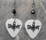 Slipknot White Guitar Pick Earrings with Black Swarovski Crystals
