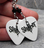 Slipknot White Guitar Pick Earrings with Black Swarovski Crystals