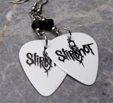 Slipknot White Guitar Pick Earrings with Black Swarovski Crystals