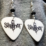 Slipknot White Guitar Pick Earrings with Black Swarovski Crystals