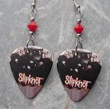 Slipknot Guitar Pick Earrings with Opaque Red Swarovski Crystals