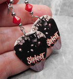 Slipknot Guitar Pick Earrings with Opaque Red Swarovski Crystals