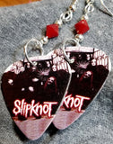 Slipknot Guitar Pick Earrings with Opaque Red Swarovski Crystals