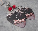 Slipknot Guitar Pick Earrings with Opaque Red Swarovski Crystals