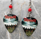 Slipknot All Hope Is Gone Guitar Pick Earrings with Dark Red Pave Bead Dangles