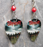 Slipknot All Hope Is Gone Guitar Pick Earrings with Dark Red Pave Bead Dangles