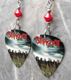 Slipknot All Hope Is Gone Guitar Pick Earrings with Dark Red Pave Bead Dangles