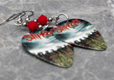 Slipknot All Hope Is Gone Guitar Pick Earrings with Dark Red Pave Bead Dangles
