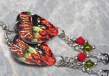 Slipknot Wait and Bleed Guitar Pick Earrings with Guitar Charm and Swarovski Crystal Dangles