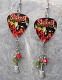 Slipknot Wait and Bleed Guitar Pick Earrings with Guitar Charm and Swarovski Crystal Dangles