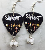 Slipknot Guitar Pick Earrings with White Swarovski Crystal Dangles