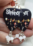 Slipknot Guitar Pick Earrings with White Swarovski Crystal Dangles