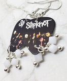 Slipknot Guitar Pick Earrings with White Swarovski Crystal Dangles