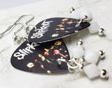 Slipknot Guitar Pick Earrings with White Swarovski Crystal Dangles