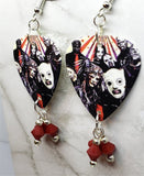 Slipknot Guitar Pick Earrings with Red Swarovski Crystal Dangles