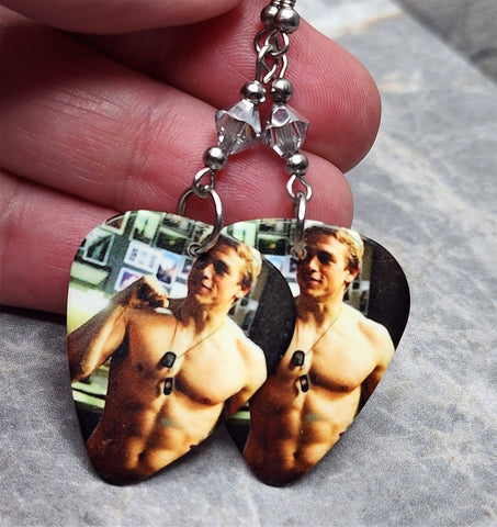 Jackson Jax Teller Sons of Anarchy Guitar Pick Earrings with Silver Swarovski Crystals