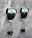 Sons of Anarchy Guitar Pick Earrings with Black Swarovski Crystal Dangles