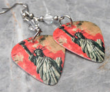 Statue of Liberty Guitar Pick Earrings with Clear Swarovski Crystals