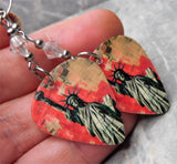 Statue of Liberty Guitar Pick Earrings with Clear Swarovski Crystals
