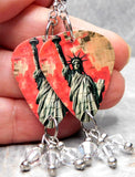 Statue of Liberty Guitar Pick Earrings with Clear Swarovski Crystal Dangles