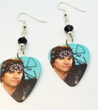 Stix Zadinia of Steel Panther Guitar Pick Earrings with Black Swarovski Crystals