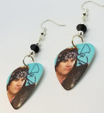 Stix Zadinia of Steel Panther Guitar Pick Earrings with Black Swarovski Crystals